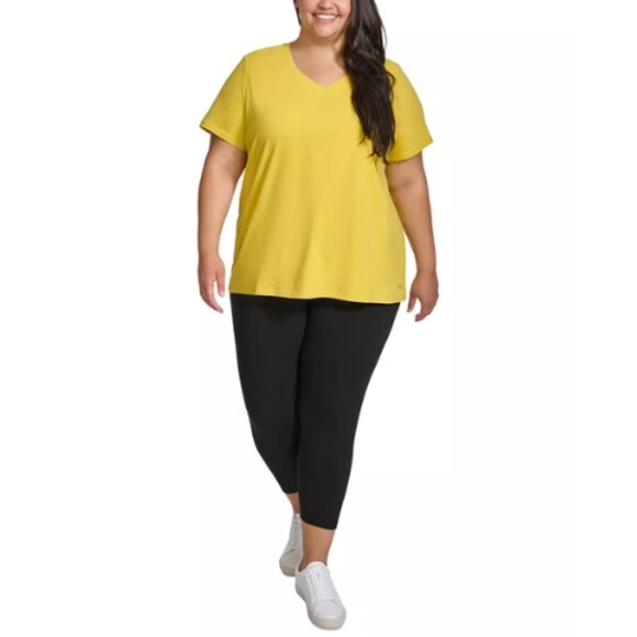 Calvin Klein Performance Cotton V-Neck Short-Sleeve T-Shirt Yellow Plus 3X NWT - Picture 1 of 6